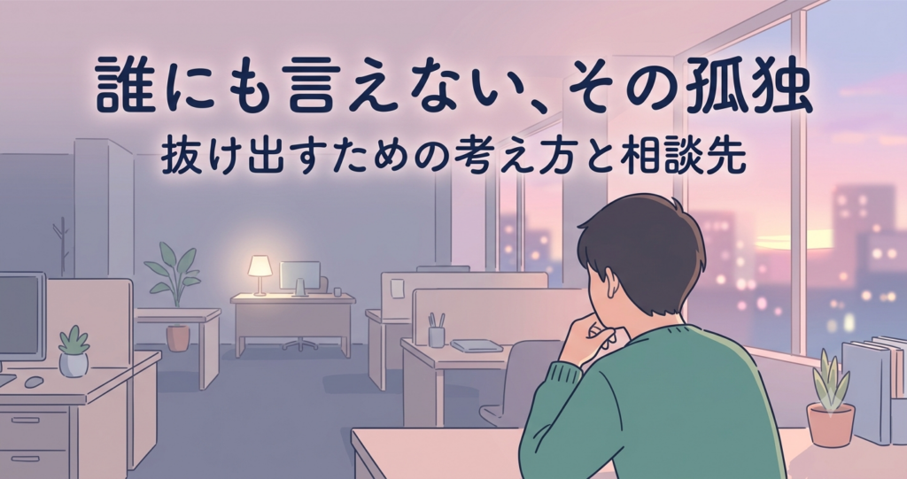 夕暮れのオフィスに一人佇むエンジニアと客先常駐の孤独感解説イメージ